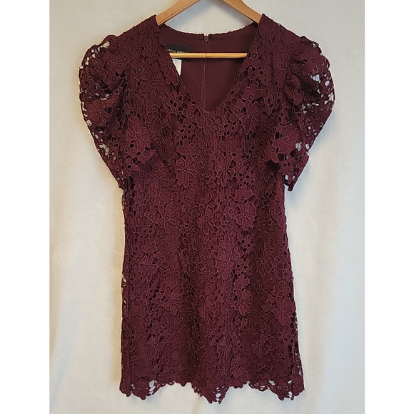 Donna Morgan Burgundy Lace Dress Wedding Guest Church Mother of the Bride Size 4 - Picture 1 of 10